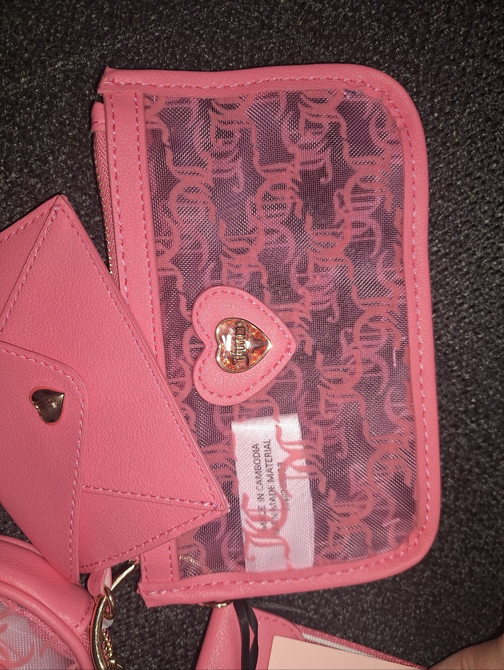 EXCLUSIVE Juicy Couture Pink Heart Accent Keychain Wallet Trio - Picture 5 of 8